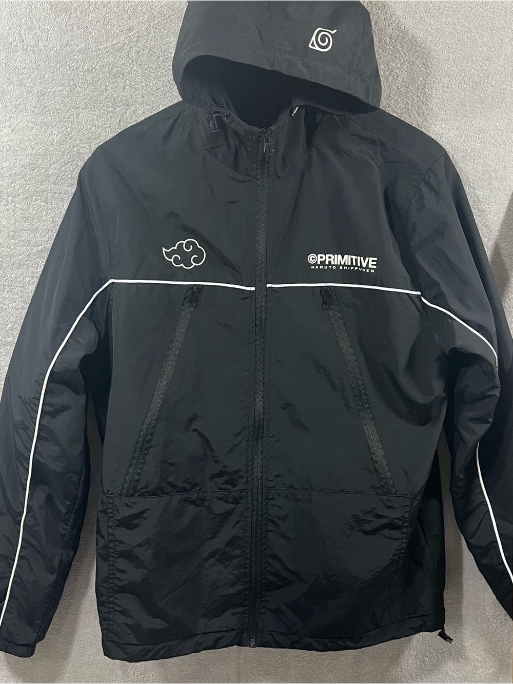 Primitive x Naruto Shippuden Windbreaker Mens Medium Black Anime Itachi Uchiha